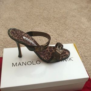 Manolo Blahnik eelskin metallic sandals